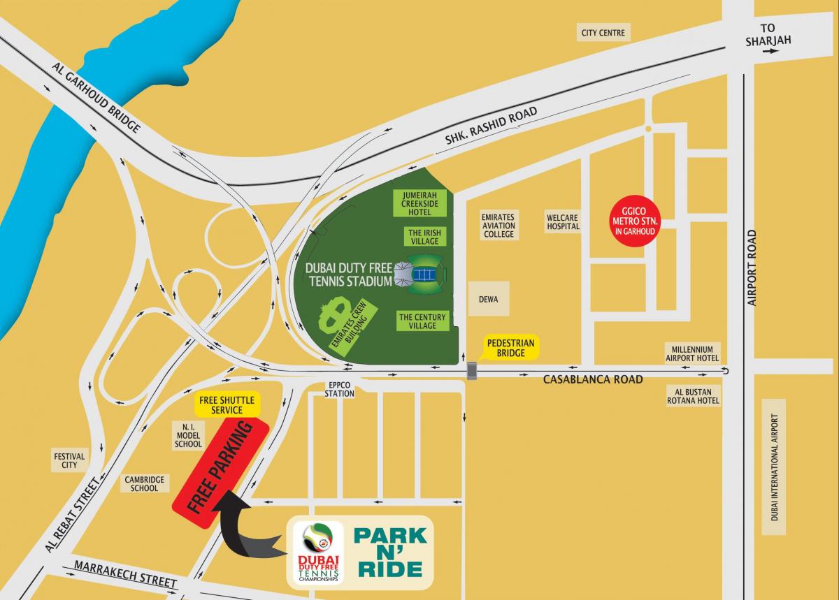 Dubai duty free tennis stadium mapa de localização