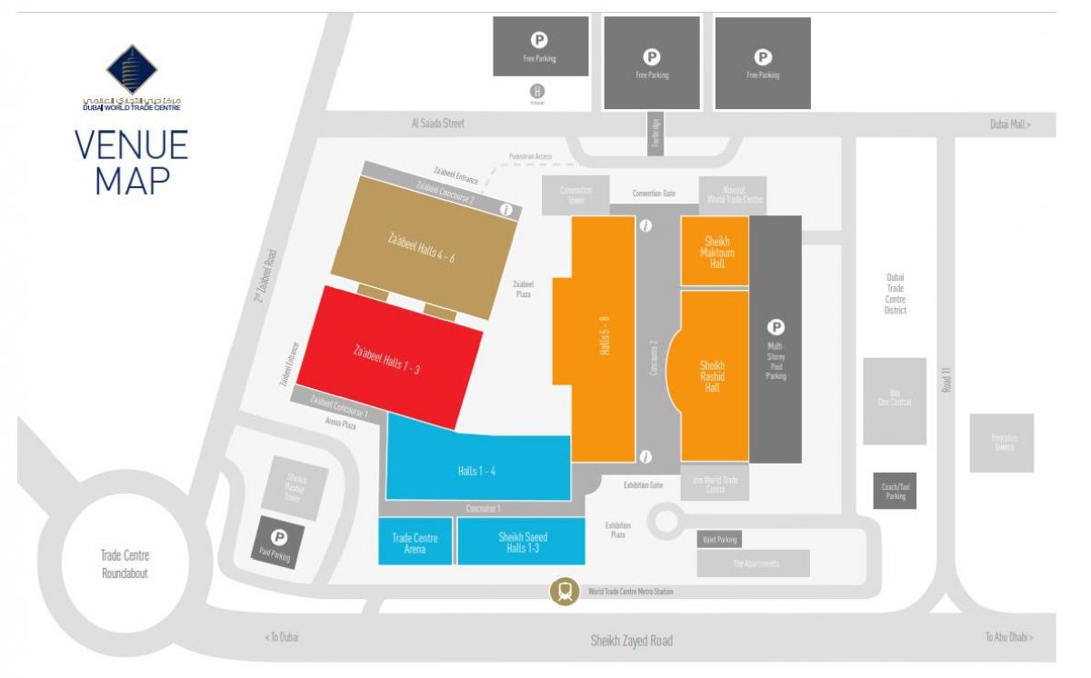 mapa de Dubai mall, parque de estacionamento