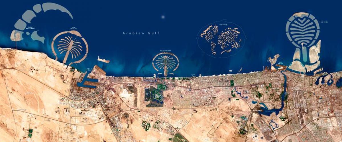 de satélite, mapa de Dubai