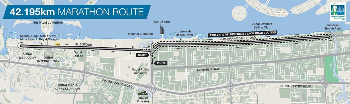 mapa de Dubai maratona