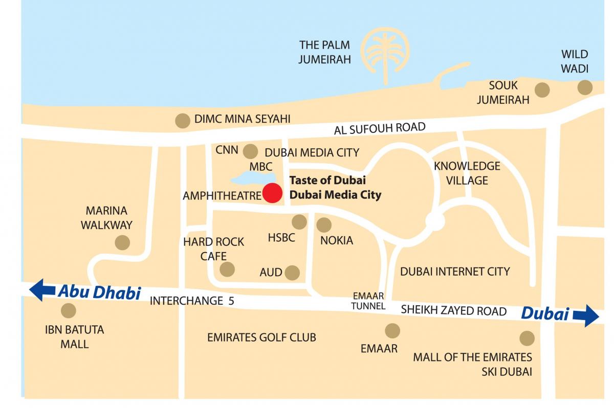 Dubai media city mapa de localização
