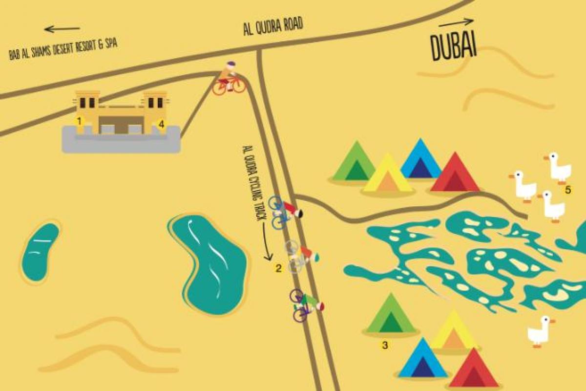 mapa de Al Qudra Lago rota