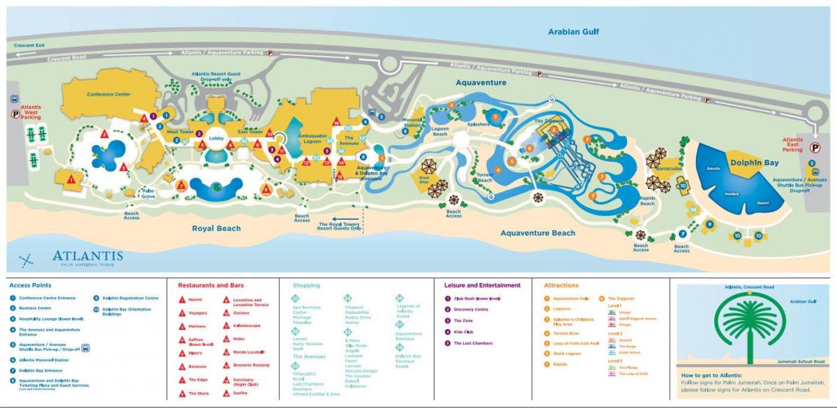 mapa de Atlantis em Dubai