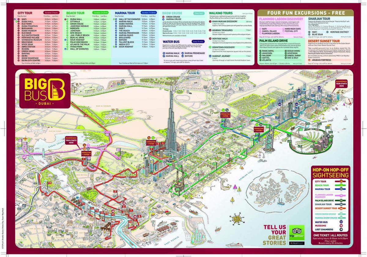 big red bus mapa de Dubai