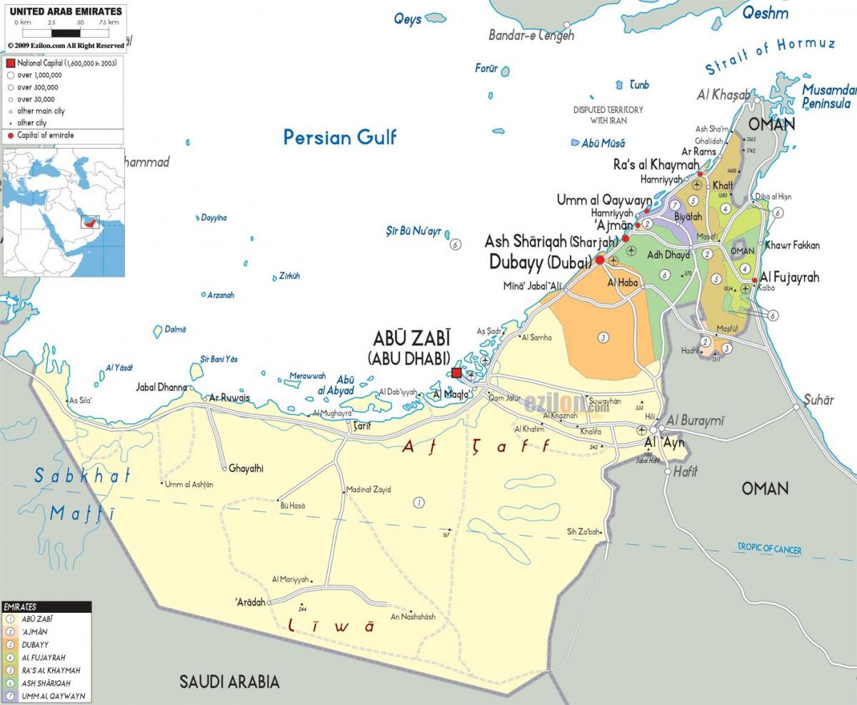 mapa de Dubai, EMIRADOS árabes unidos