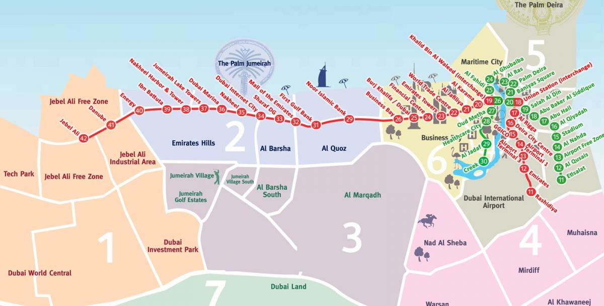 mapa de Dubai bairros