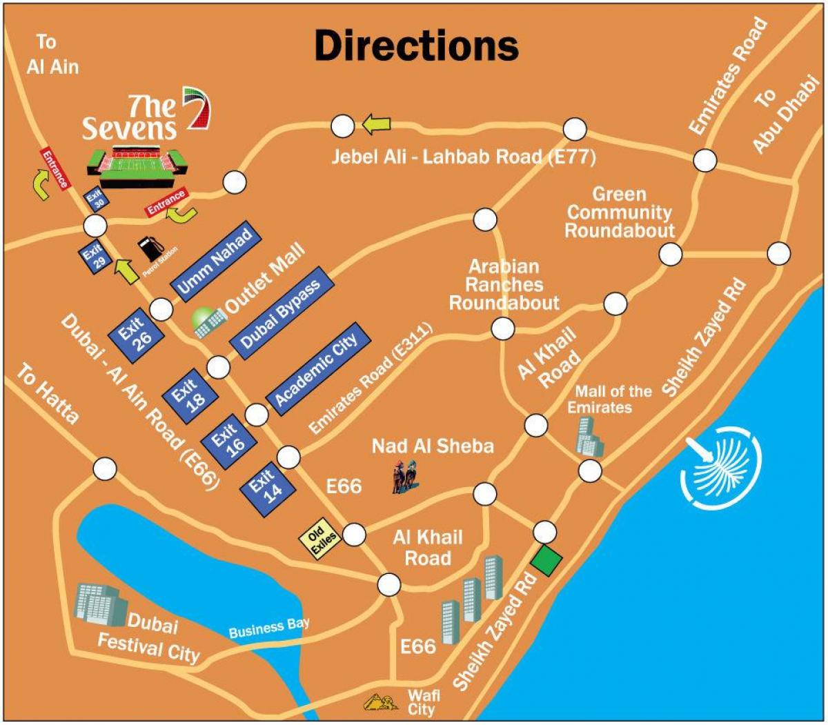 rugby Sevens Dubai mapa de localização