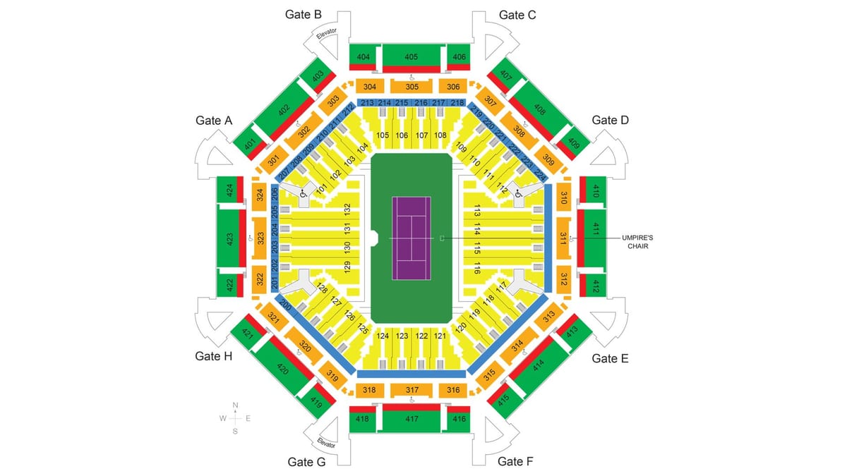 mapa do estádio de tênis de Dubai