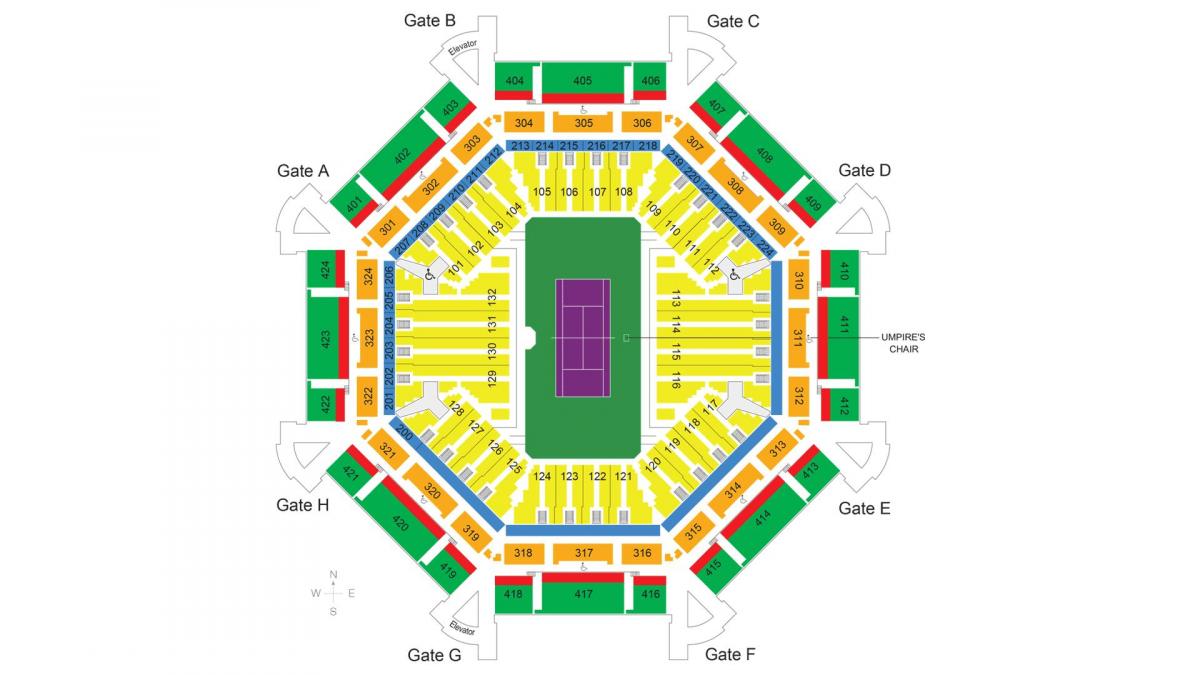 mapa do estádio de tênis de Dubai