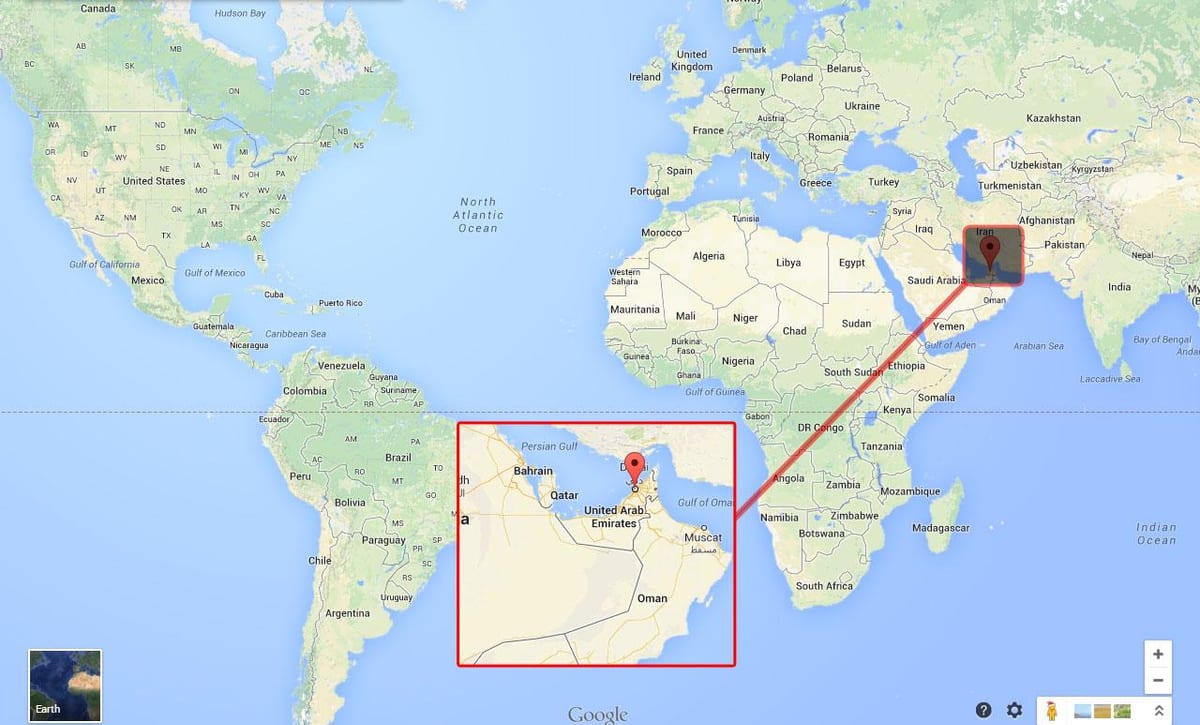 Dubai num mapa