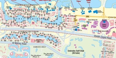 A marina de Dubai mapa com a criação de nomes