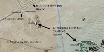 Al Qudra Lago mapa de localização