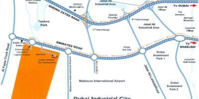 Mapa de Dubai, cidade industrial