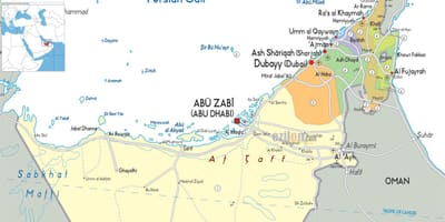 Mapa de Dubai, emirados árabes unidos