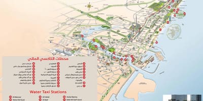 Dubai água táxi mapa de rotas