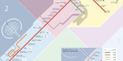 A linha de Metro Dubai mapa