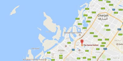 Mapa da escola central de Dubai