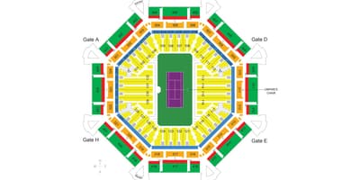 Mapa do estádio de tênis de Dubai