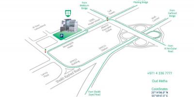 Mapa do hospital Americano em Dubai
