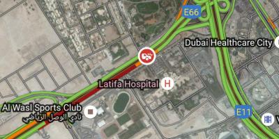 Latifa hospital de Dubai mapa de localização