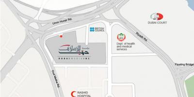 Rashid hospital de Dubai mapa de localização